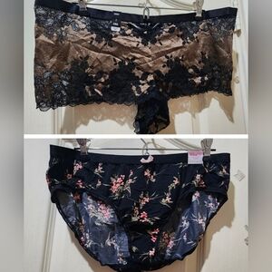 2 Torrid Curve Panties 1 Black/Tan Lace 1 Cotton Floral Print Torrid Sz2